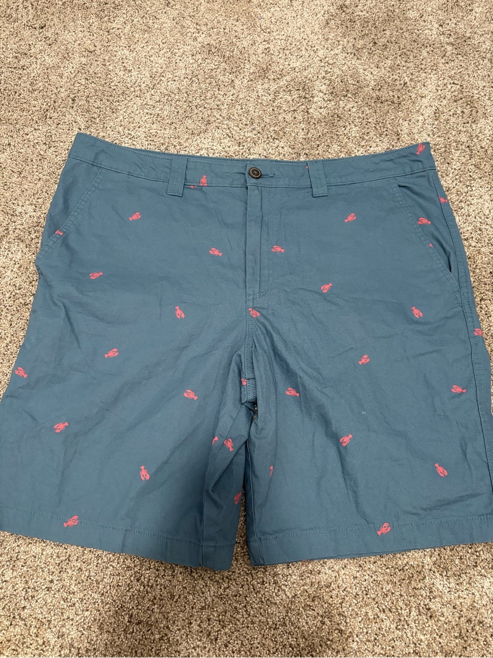 Magellan Outdoors Blue Shorts with Pink Embroidered Crab Motif NWOT